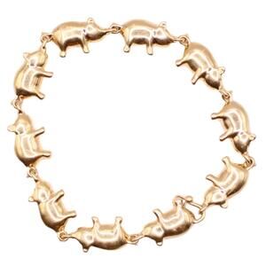 14kt Yellow Gold Little Piggy Charm Chain Link Bracelet